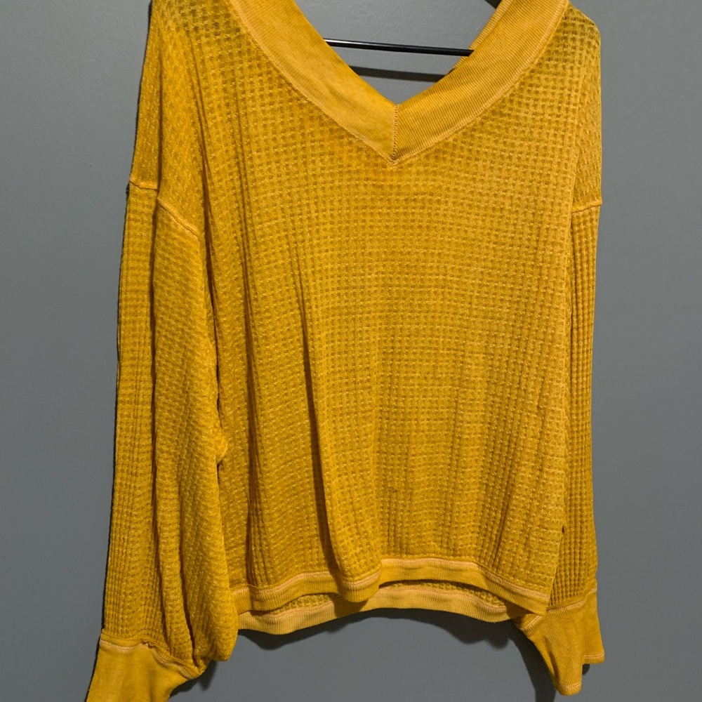 Floppy mustard Free People top